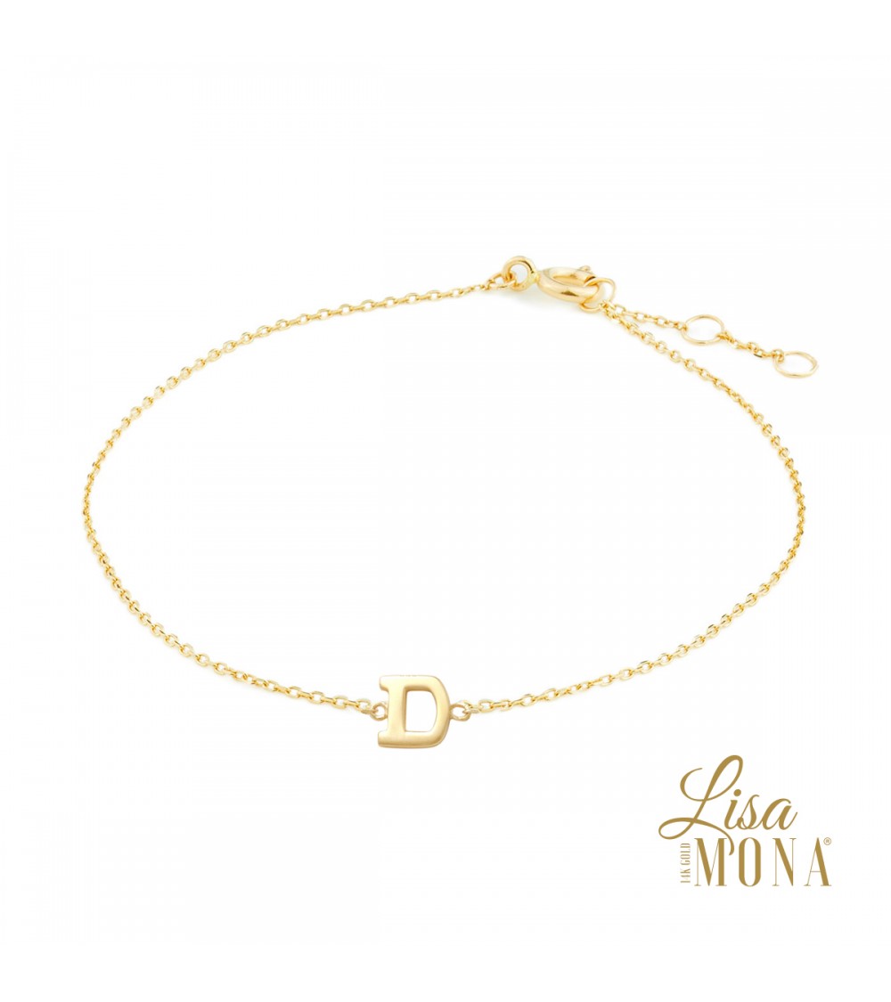 Bracelet lettre or jaune 14 carats - Lisa Mona