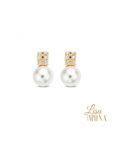 Boucles d'oreilles perles d'eau douce et or jaune 14 carats