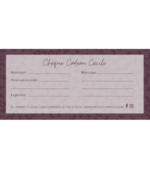 Chèque cadeau Bijouterie Parfumerie Cécile Florenville