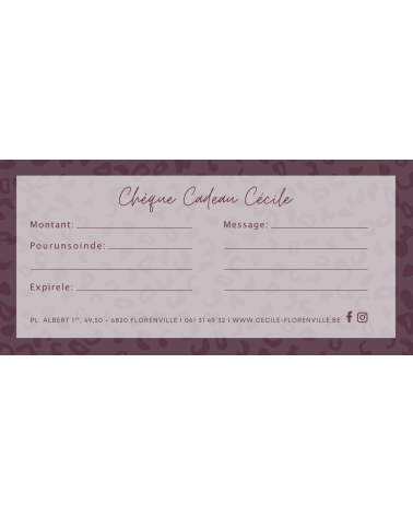 Chèque cadeau Bijouterie Parfumerie Cécile Florenville